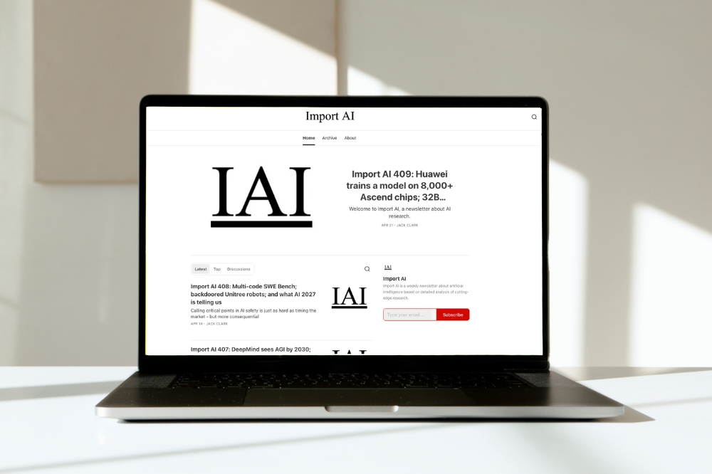 computer screen with Import AI newsletter